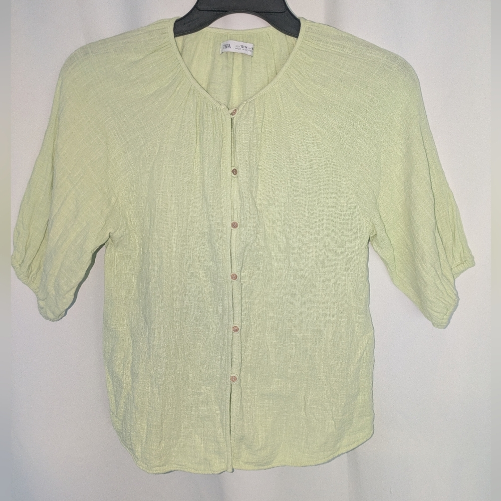Zara Light Green Button-Down Shirt